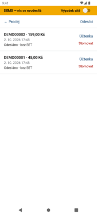 Historie prodejů se stavem odeslání do Trynxu
